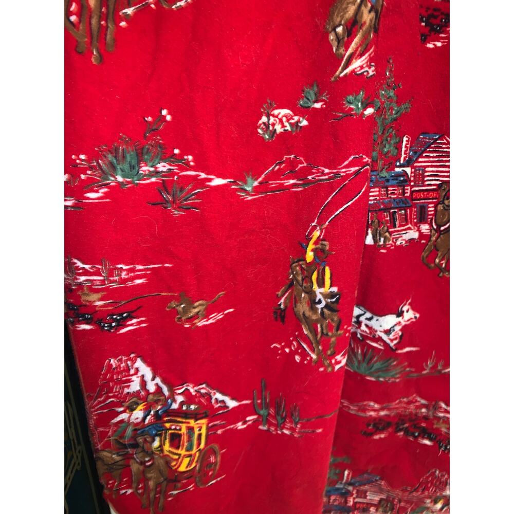 VINTAGE 80's RALPH LAUREN COWBOY WESTERN FLANNEL OVERSIZE NIGHTSHIRT - Picture 5 of 11